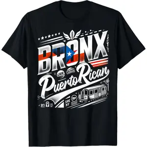 [Bronx Puerto Rican Pride Tee] 100% Cotton Bronx Puerto Rican Pride T-Shirt - Soft, Breathable, Cartoon Print Tee for Men - Machine Washable, Crew Neck, Short Sleeve