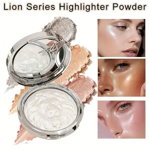 Lion Carved Cream Highlighter 3-Pack - Waterproof & Sweatproof Champagne Pearl Glow for Face & Body, Blendable Formula All Skin Tones | Perfect Halloween & Holiday Gift for Teens!