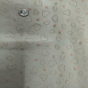 Romantic Heart Glow Mesh Fabric - Elegant Premium Glitter, Spandex Dressmaking & Fashion Accessory Material
