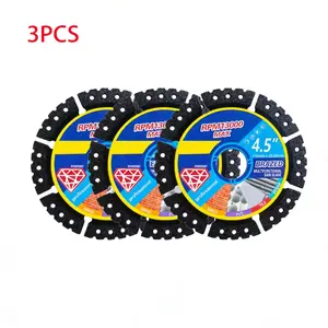 4.5" 3PCS Multi-Material Cutting Blades - Dry Cut Metal, Tile, Stone & Plastic - Angle Grinder Saw Blades for Cast Iron & Marble (115mm) Tool Accessories