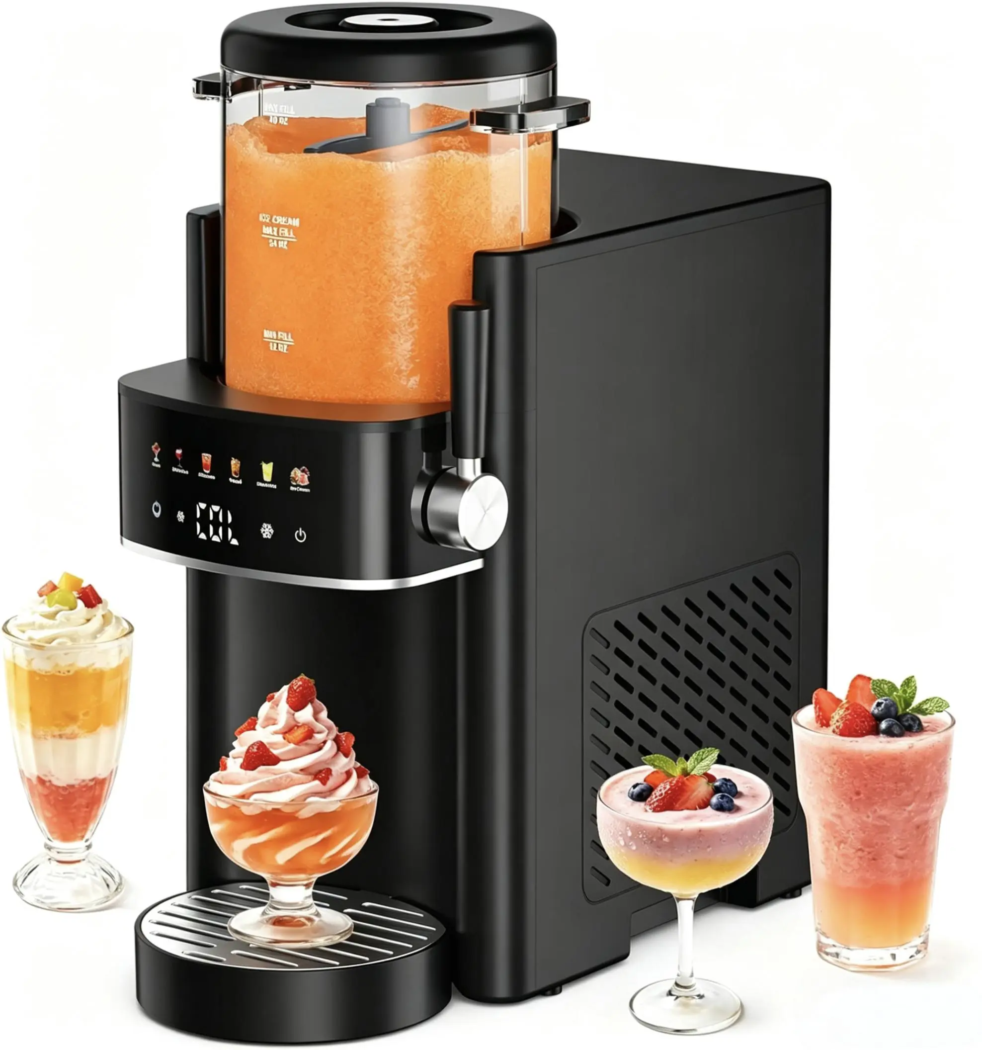 3-in-1 Slushie Machine & Soft Serve Ice Cream Machine, No Ice Needed,  Self-Freezing,automatic cleaning,6 preset mode , Frozen Drink, Milk Shake, Margaritas, summermusthave,summersale