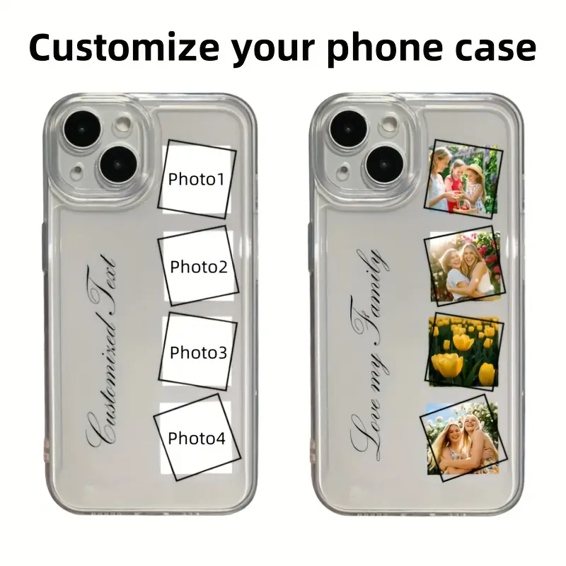 DIY Custom Smartphone Casing - TPU Cellphone Accessory with Camera Protector, Photo & Text Customization, Scratch-Resistant, Compatible with iPhone 16/15/14/13/12/11 Pro Max Plus X Xs Max, Perfect Gift for Couples & Friends