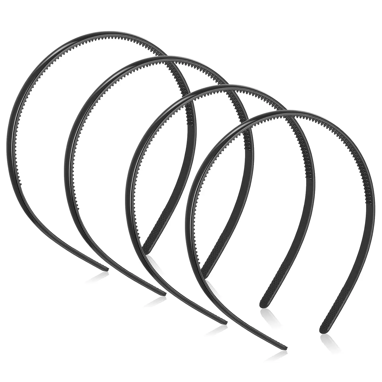 Sibba Non-Slip Plastic Thin Teeth Comb Headbands (4 Pieces) - Easy Styling Haircare Accessory for Female, Male - Easter Party Hairstyling, Makeup Headwear, Hair Styling, Style