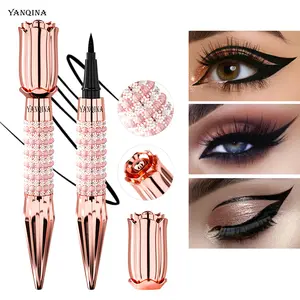 YANQINA Royal Scepter Eyeliner Rose Gold Accents 24H Waterproof Smudgeproof Intense Black Liquid Liner for Flawless Eye Makeup