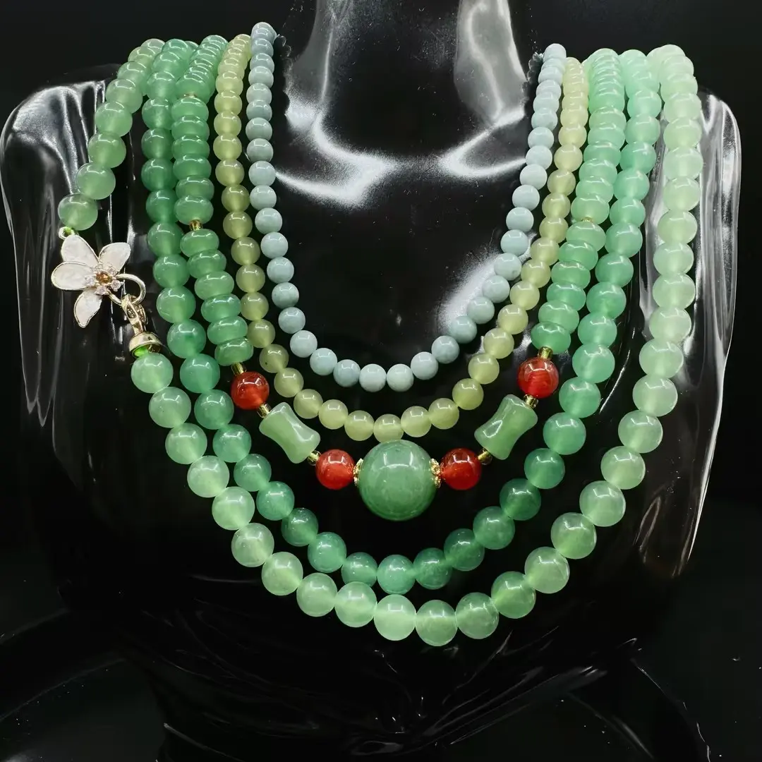 [Live-streaming exclusive sale] Natural jade necklace, Natural blue water jade bead necklace