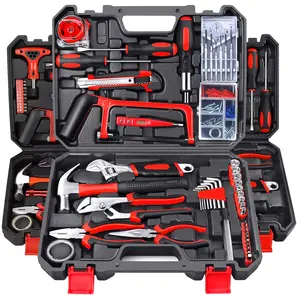 Professional Portable DIY Tool Set, Hand Tool Set with Carbon Steel Screwdrivers Pliers Tape Measure Wrenches, Heavy-Duty Plastic Toolbox Organizer, Perfect for Home Repairs Garage Yard Office Emergencies, Gift Idea Utility Equipment Tool Kit