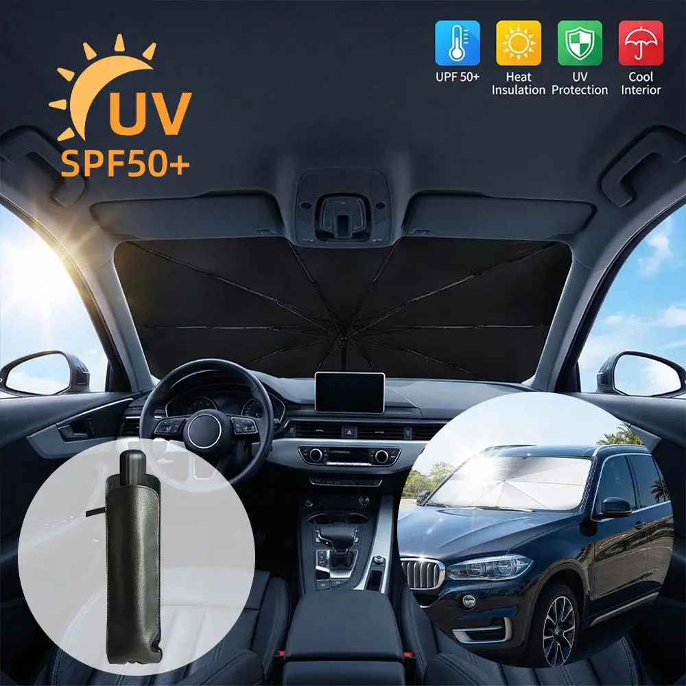 【BackToSchool】 Portable Car Windshield Sunshade, Foldable Windshield Sun Umbrella, Retractable & Portable Windshield Umbrella Car Sun Visor, Foldable Car Front Window Sun Visor