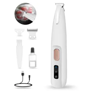 USB Rechargeable Pet Hair Trimmer Kit, Pet Paw Trimmer, Quiet Dog Trimmer for Grooming with LED Light, Small Dog Grooming Clippers for Dogs & Cats, Pet Grooming Tool, Waterproof, Low Noise Pet Shaver, Pet Paw Cleaner