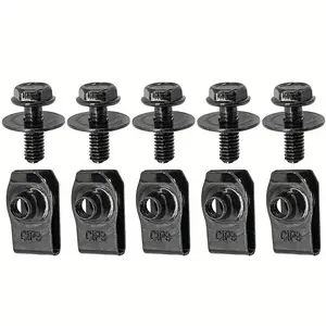10 Pieces Set of Car Screw Clips, License Plate Frame Strips - Iron Material