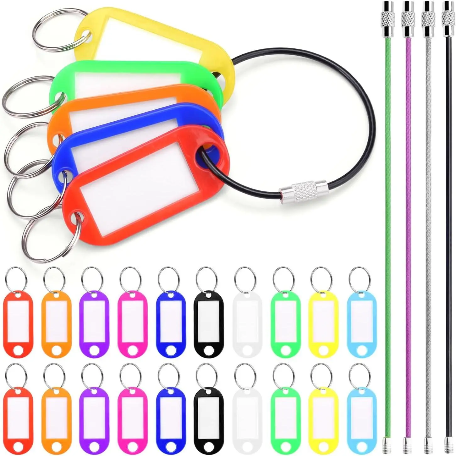 40 Pack Key Tags, Plastic Key Tags with Labels and Split Ring, 4   and Key Labels for USB Drive, Bags and Luggage Organization - 10 Color