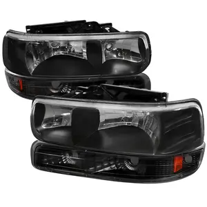 1999-2002 Chevrolet Silverado/ 2000-2006 Suburban/Tahoe Factory Style Headlights with Bumper Corner Signal Lights (Matte Black Housing/Clear Lens)