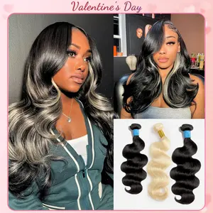 [Valentine's Day Special] Ashine 12A 1B/613 T1B/P4/27 Peekaboo Highlight Human Hair Bundles 100% Virgin Vietnamese Hair Tangle-Free, No Shedding, Can Be Dyed & Styled
