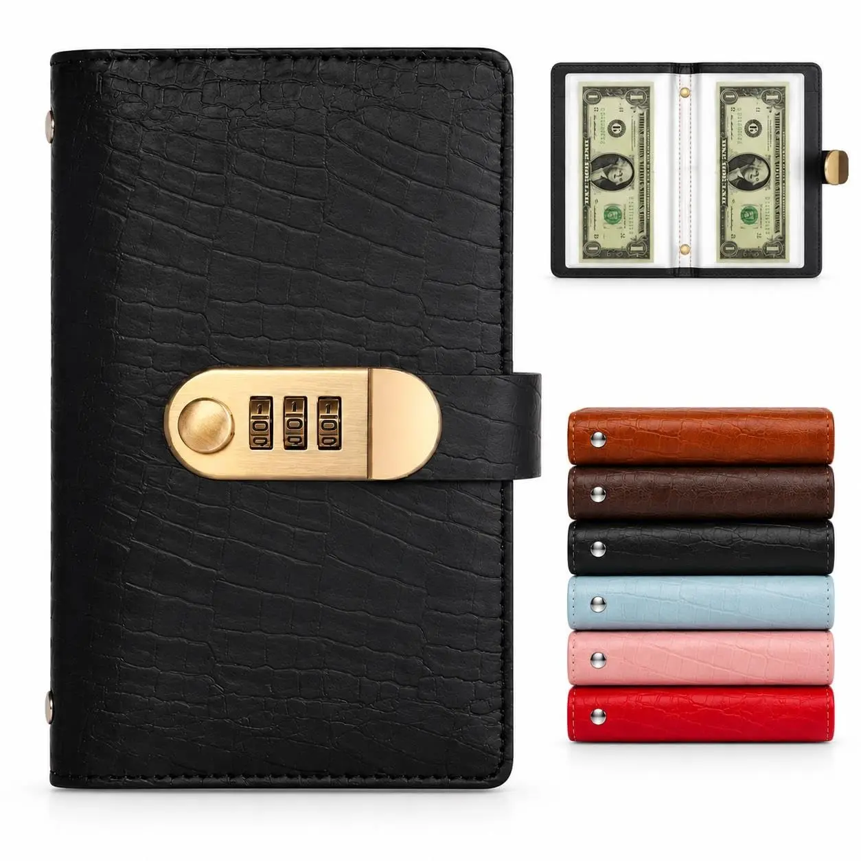 A6 Money Savings Book with Lock, Office Accounting Supplies Financial Management Notebook for Storing Cash & Important Information, Bill Organizer Monthly Budget Planner