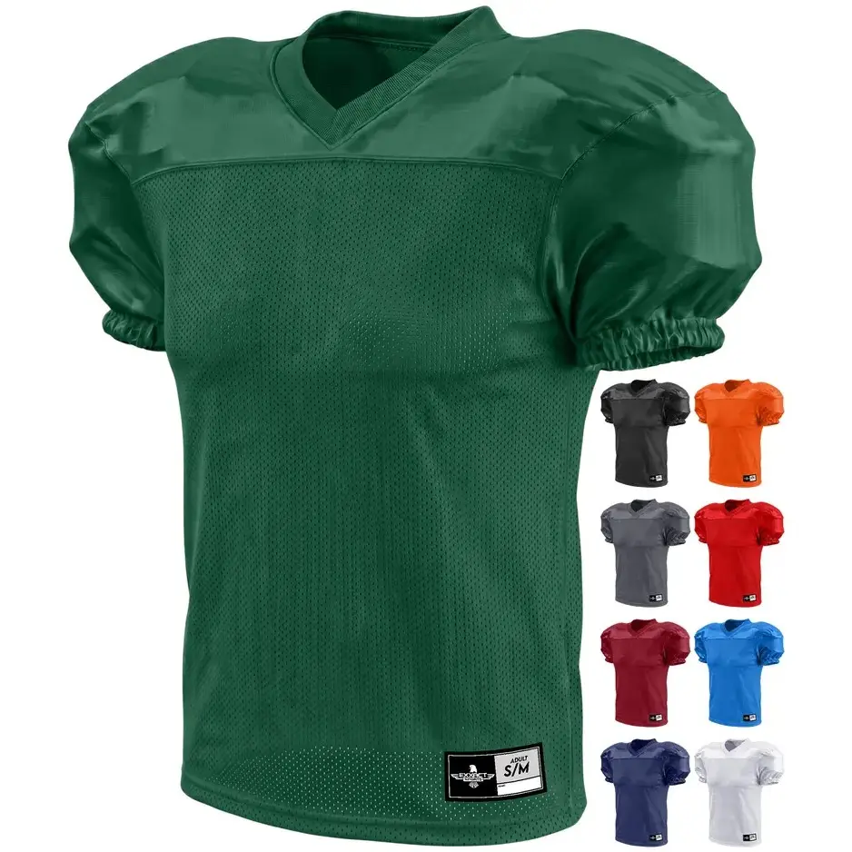 Exxact Sports Men's American Football Apparel Jersey - V-Neck Polyester Mesh Athletic Top, Quick Dry Sports Clothing, Breathable, Lightweight, Rip-Resistant Shoulders, Sturdy Stitching, Customizable Color, Multi-Size Workout Top Practice Kit