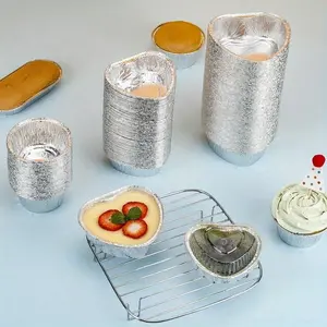 20/50pcs Large Capacity Disposable Baking Cups - Durable Aluminum Foil, Non-Stick, Versatile for Cupcakes, Tarts, Pudding, Appetizers - Perfect for Wedding, Christmas, Birthday Party Supplies