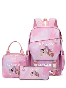 Back-To-School Girl Print Three-Piece Backpack Set, Dreamy Blue Gradient Student Bag/lunch Box/pencil Case, Cute School Bags for Girls