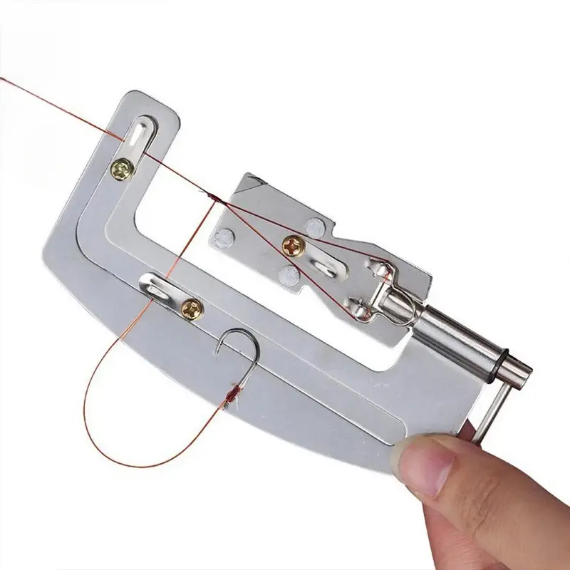 stainless steel semi automatic fishing hook tier portable knot tying tool for saltwater freshwater fishing line with anti slip design professional durable knot tying kit Fishing Tackle Fishing Gear