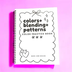 Coloring + Blending + Patterns: A Color Practice Book, Adult Coloring Marker Swatch Sheets, Spiral Bound, Thick Cardstock