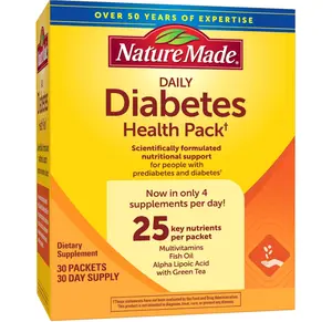 Nature Made Daily Diabetes Health Pack, Dietary Supplement for Nutritional Support, 30 Packets, 30 Day Supply