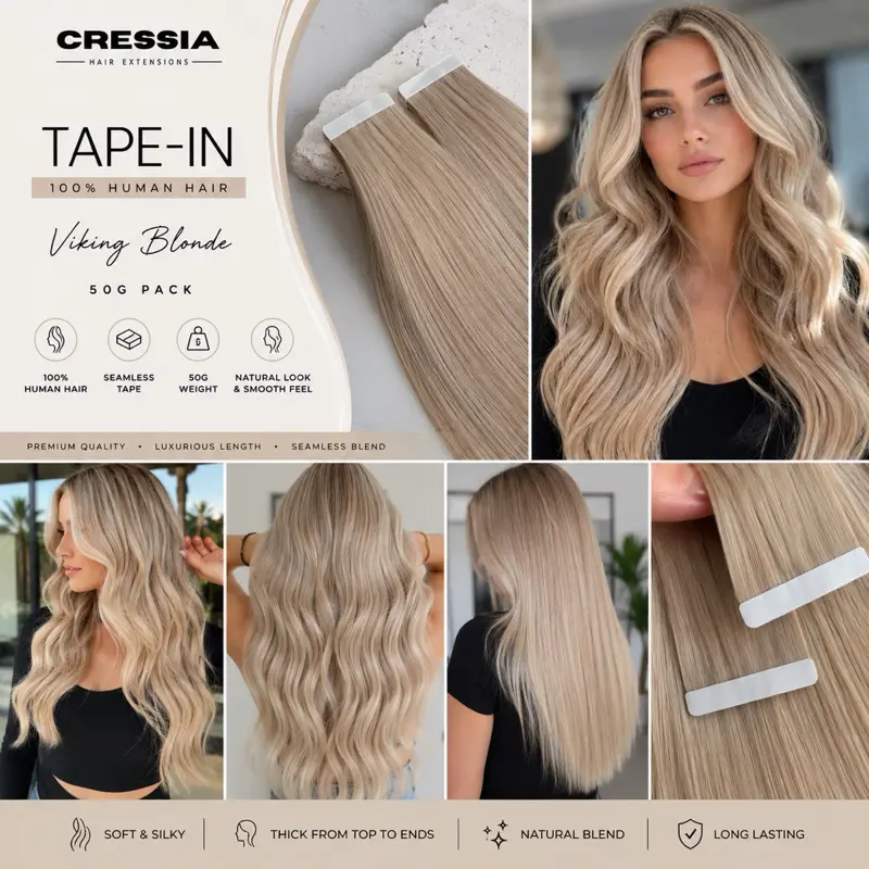 CRESSIA 100% Human hair Tape-In Hair Extensions