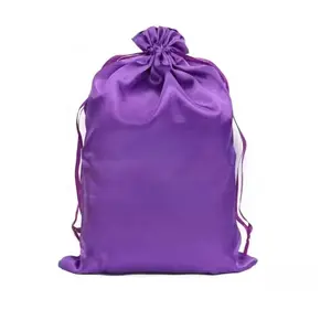 Silk Drawstring Wig Storage Bag – Purple, 9.84x13.78 Inch, Dustproof & Breathable, Soft Smooth Texture for Wigs Hairclips Accessories