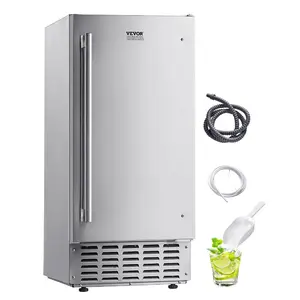 VEVOR Undercounter Built-in Ice Maker, 66 Lbs/Day Under Counter Nugget Ice Maker Machine with Reversible Door Stainless Steel, Freestanding Ice Maker for Commercial Home Kitchen, Electric Drainage