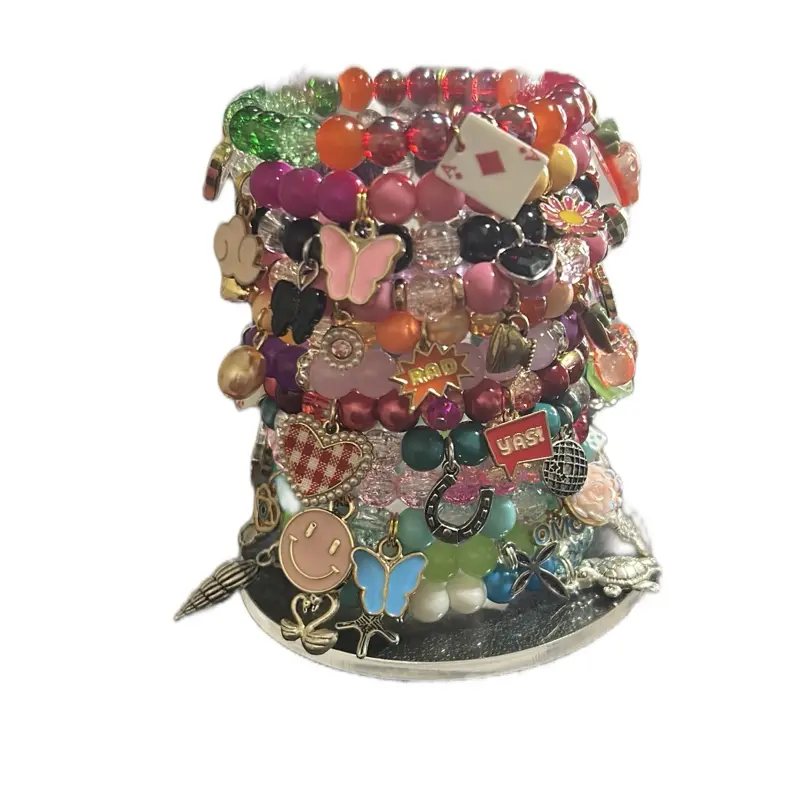 Junk charm beaded bracelet