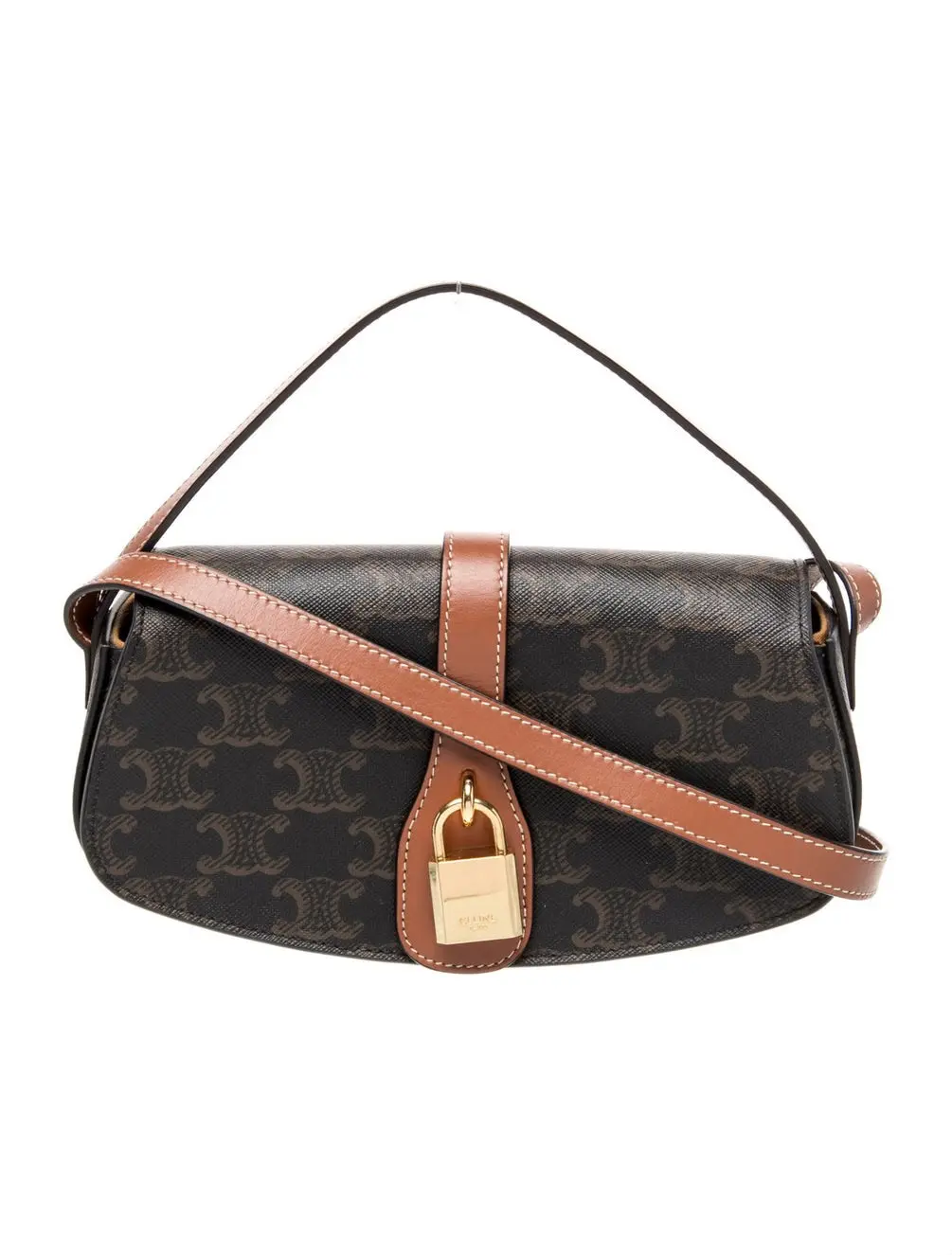 Pre-owned Celine Canvas Coated Shoulder Bags Tabou Clutch with Strap Triomphe Coated Canvas