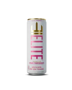 ELITE Energy Natural Energy Drink Sparkling Lychee Pomegranate 12-Pack, Green Tea Caffeine, Ashwagandha, Lion’s Mane, B Vitamins, Zero Sugar, Vegan