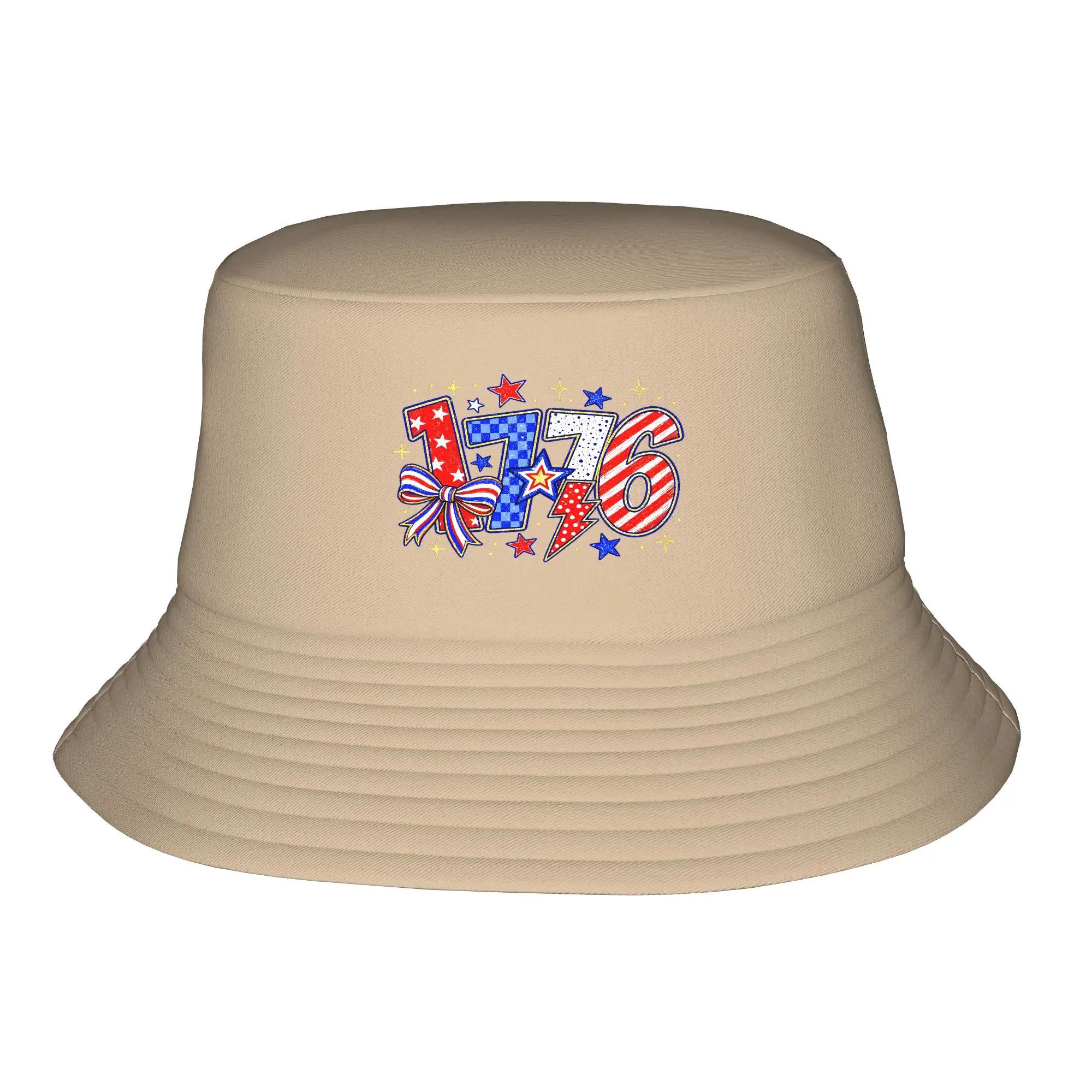 Adult Double-Layer Fisherman's Hat -1776 USA Flag Pattern Bucket Hat（Customizable design available）