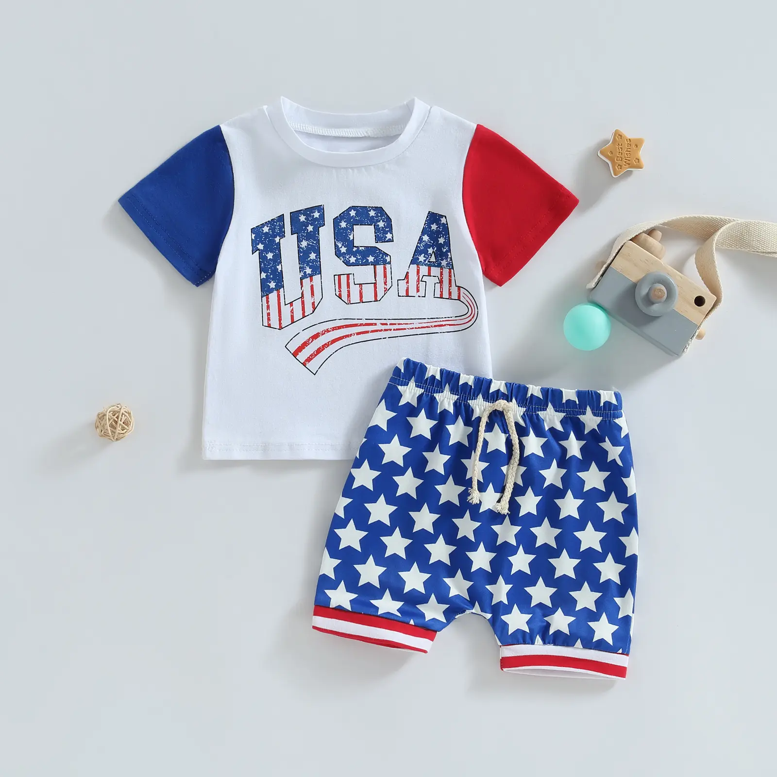 Toddler Baby Boy Summer Clothes Funny Letter T Shirt Elastic Waist Pockets Shorts Set 2 Piece Outfit