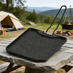 Non-stick Frying Pan, Outdoor Camping Grill Pan, Portable Griddle for Gas Stove, Easy to Clean, Thickened Non-stick & Smokeless, Essential for Camping, Picnic & BBQ