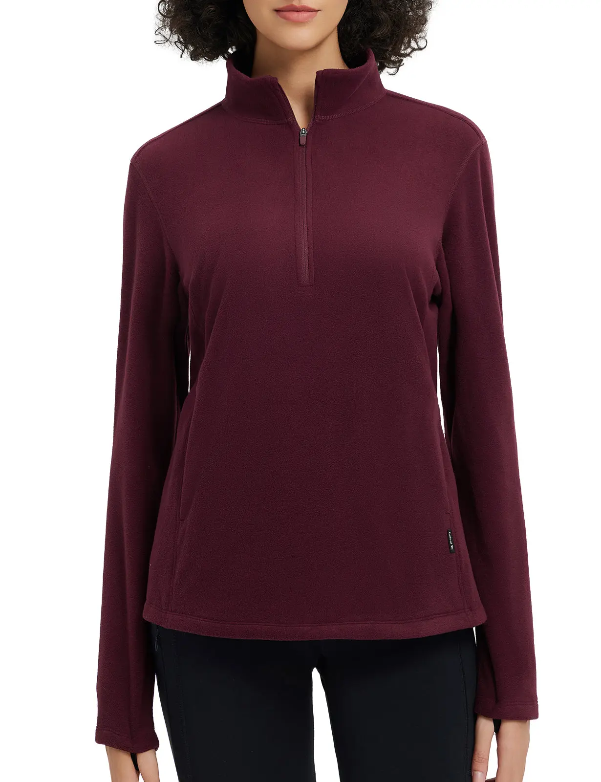 baleaf Women's Fleece Quarter Zip Pullover Long Sleeve Thermal Tops Cold Weather Hiking Running Gear Zipper Pockets Home Lounge Mid Layer