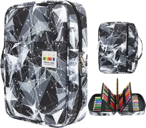 Big Capacity Colored Pencil Case - 220 Slots large Pen Case Organizer with Multilayer Holder for Prismacolor Colored Pencils & Gel Pen (Constellation Geometry)
