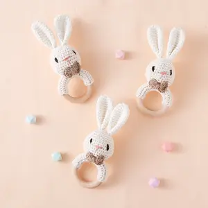 Cute Bunny Rabbit Knitted Rattle Toy for Babies, Ideal Baby Christmas Gift, Attractive Design, Perfect for Newborns and Infants