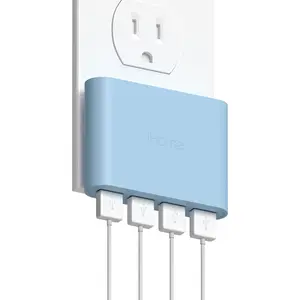 Ihome Slim 4-Port USB Wall Charger, AC Pro Multiport Plug Adapter, Phone Charging Block with 4 Ports, Flat USB Wall Adapter for Home & Travel iHome