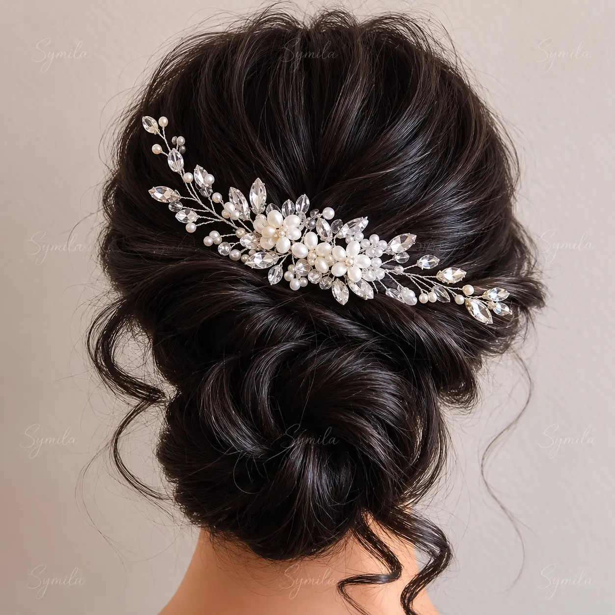 Adjustable Pearl Bridal Hair Comb with Hand-wired Branches