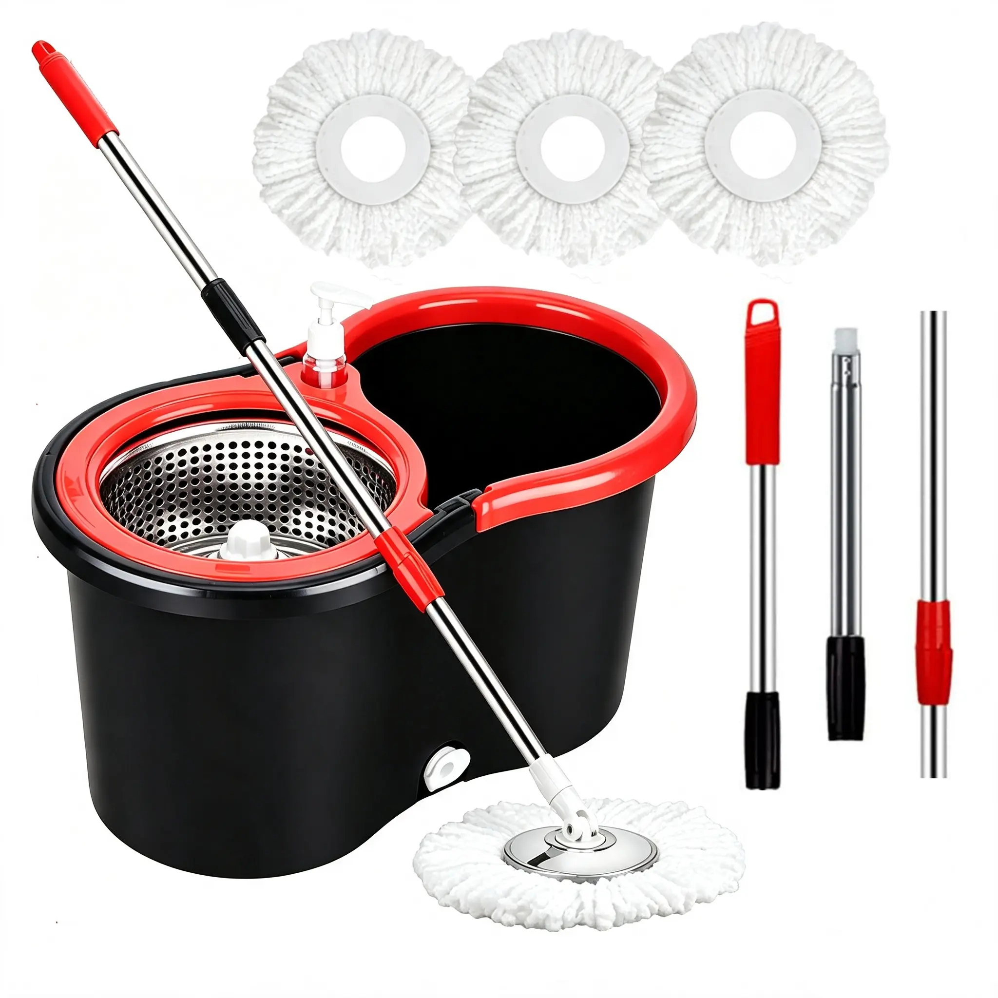 360 Spin Mop and Bucket Set Efficient Floor Cleaning, Mop Floor Cleaning Cleaner with Adjustable Stainless Steel Telescopic, Adjustable and Extendable Pole for Household Item