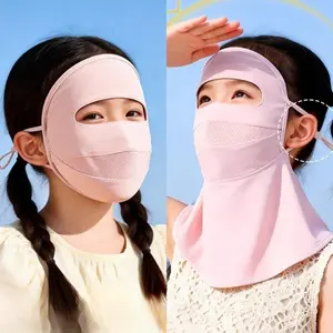 2026 Summer New Arrival Ice Silk Sun Protection Face Mask, Full Coverage Facial Cover with Integrated Neck Guard Unisex Outdoor UV Shield