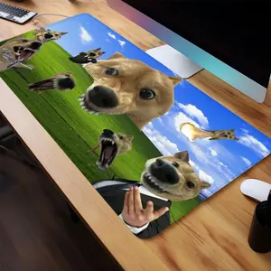 Funny Dog Meme Design Mouse Pad, Rectangle Gaming Mouse Pad, Non-Slip Rubber Base Stitched Edge Desk Pad for Desk Laptop Desktop, Desk Accessories