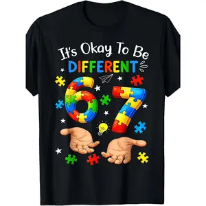 It'S Okay to Be Different 67 Hand Signs Autism Awareness T-Shirt Pure S'And S' Casual T-Shirts for Spring And Summer Fun Size 120-160