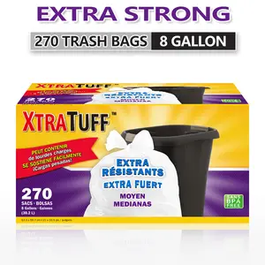 8 Gal Expandable Disposable Trashbags (270-Count) - Sturdy, Durable, Leak-Proof, Odor-Proof Plastic Trash Bags - Convenient Sanitary Waste Solution for Kitchen, Outdoor Use, Sturdy Trash Bags