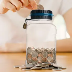 Digital Coin Counter Money Bank, 1.8L ABS Jar with LCD Display, Battery Operated, Wide Mouth Design，Get one Lock and Two Keys