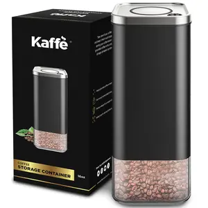 Kaffe Airtight Glass Coffee Canister - BPA-Free Stainless Steel Lid, Storage Container, 16oz