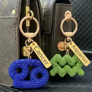 Zodiac Bedazzled Bag Charm & Keychain