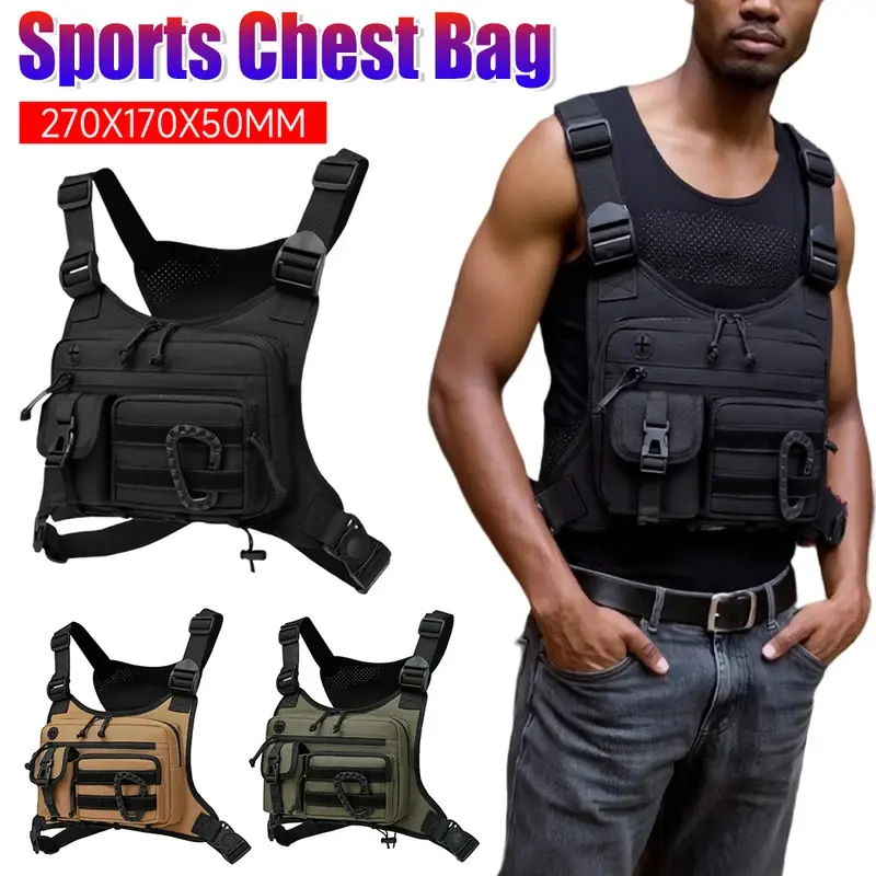 Outdoor Chest Bag Waterproof Anti-Theft Chest Pack Cycling Tactical Backpack Adjustable Strap Hunting Chest Bags Work Backpacks