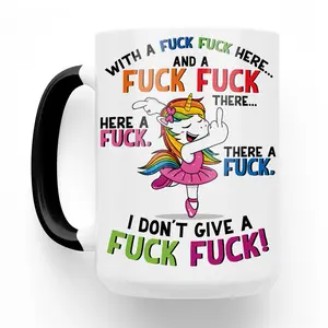 Glossy Aesthetic Funny Unicorn Ceramic Mug - 11oz/15oz Rainbow Attitude Design, Sarcastic Novelty Kitchenware Gift for Friends, Women