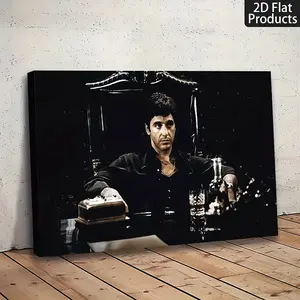 A Poster Inspired by Tony Montana And Don Vito Corleone from 'Scarface' - a Black And White Gangster Film Art Piece, Featuring Tony Montana - a Bold And Iconic Movie Poster, Perfect for Home, Office, Man Cave, Or Bar Decor - an Ideal Gift for Film E