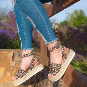 Topic - Women's Espadrille Wedges Sandals Open Toe Buckle Strap Design Perfect for Casual Outings Beach Looks Summer Flatform Jute Detail Padded Insole
