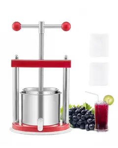 VEVOR 0.44 Gal/1.65L Fruit Wine Press,  2 Stainless Steel Barrels, Manual Juice Maker, Cider Apple Grape Tincture Honey Olive Oil Making Press with T-Handle for Outdoor Kitchen Home